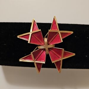 TRIFARI  Red and Gold Geometric Brooch